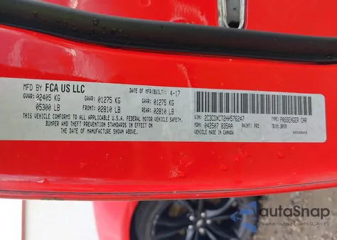 2017 Dodge Charger R/T Rwd из США, поврежденный, VIN 2C3CDXCT2HH576247